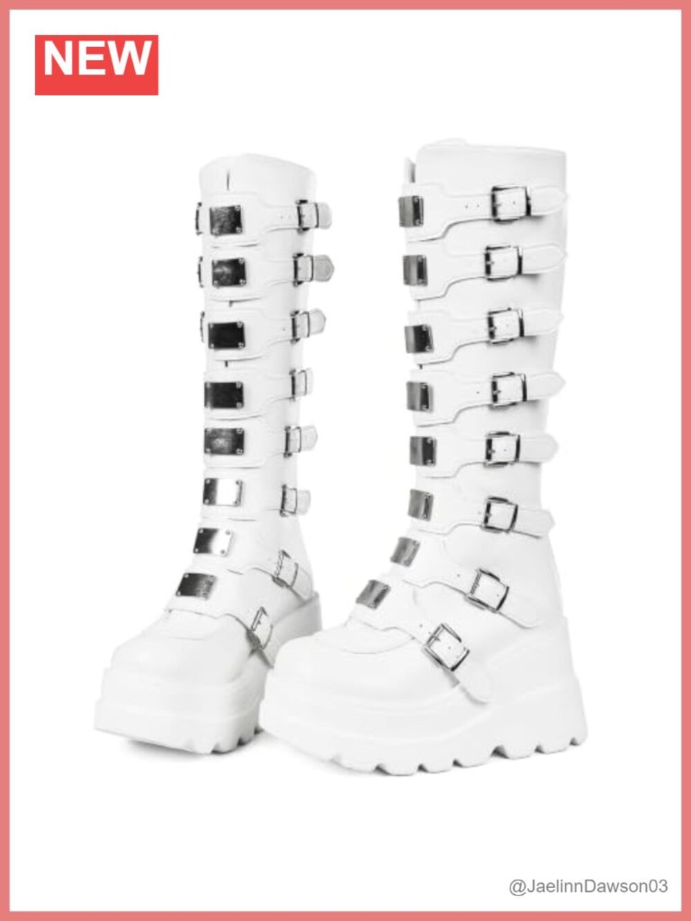 Multi-Buckle Goth Platform Knee High Combat Boots Faux Leather Vegan Wedge Punk